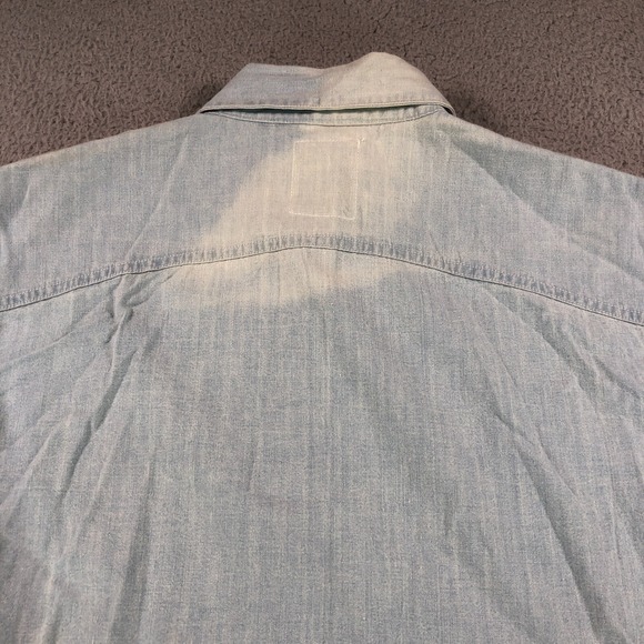 Levis Shirt Adult Medium Blue Denim Pearl Snap Western Rodeo Cowboy Heavy Cotton - Picture 7 of 13